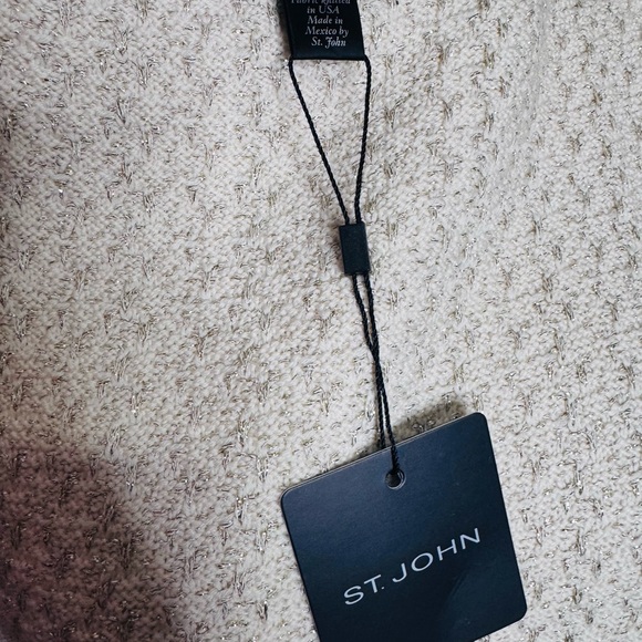 NWT St John Cream & Gold Fringe Trim Skirt Suit - Picture 5 of 5